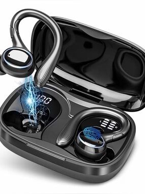 Wireless Sports Earbuds with Charging Case - Black